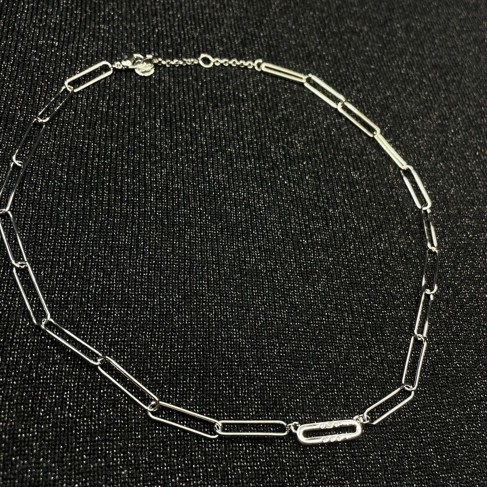 ~ Marlyn Schiff Pave Link Necklace 16-18" Silvertone / Cubic Zirconia - Picture 15 of 15
